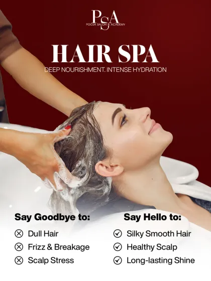 A hair spa is not a luxury, it's essential maintenance for healthy hair. I focus on deep nourishment and intense hydration to tackle dullness, frizz, and scalp stress, leaving you with silky, smooth hair that has a long-lasting shine.
