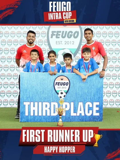 The 'Happy Hopper' team, who secured the First Runner-Up position in the U-9 category.