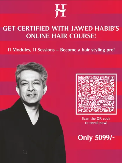 Get certified with my online hair course and become a pro stylist. This poster gives you all the details: 11 modules, 11 sessions, and a simple QR code to enroll and start your journey.