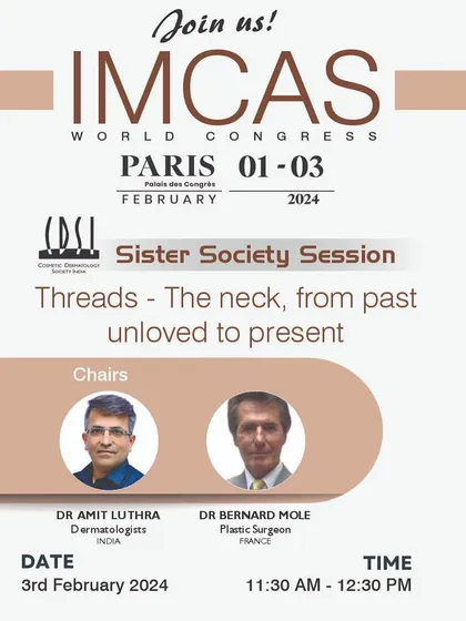 I was honored to chair a session at the IMCAS World Congress in Paris on using threads to rejuvenate the neck, a challenging but rewarding area to treat.