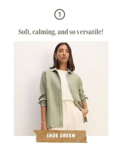 I'm currently obsessed with this soft and calming sage green. It's such a versatile color that works beautifully for shirts, dresses, and more, adding a touch of tranquility to any outfit.
