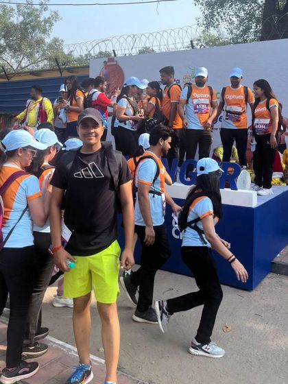 Another photo from the marathon event, with other participants in the background.