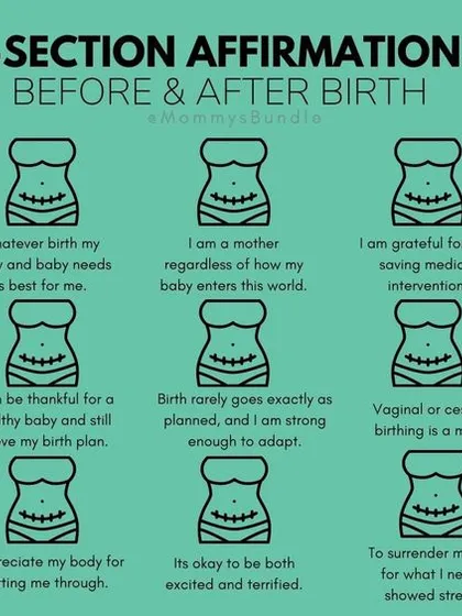 C-section affirmations can be a powerful tool for both before and after birth. Phrases like "I am a mother regardless of how my baby enters this world" help foster a positive and accepting mindset.