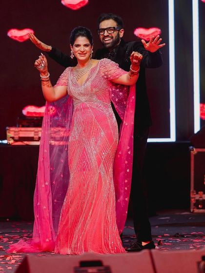 A high-energy moment from a fantastic couple's performance. They wanted a dance that was as vibrant as their personalities.