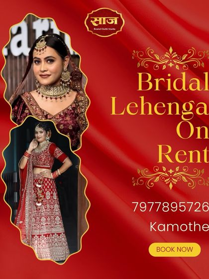 I have a wide range of bridal lehengas available for rent right here in Kamothe. Come and find your dream wedding outfit with me.
