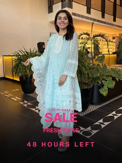 A beautiful ice-blue kurta set that feels as fresh as it looks. Made from my signature soft cotton, it's a dream to wear on a hot day.