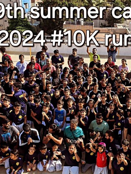 A huge group photo after the 10k run during our 29th summer camp. The energy and enthusiasm of hundreds of students together is truly incredible.