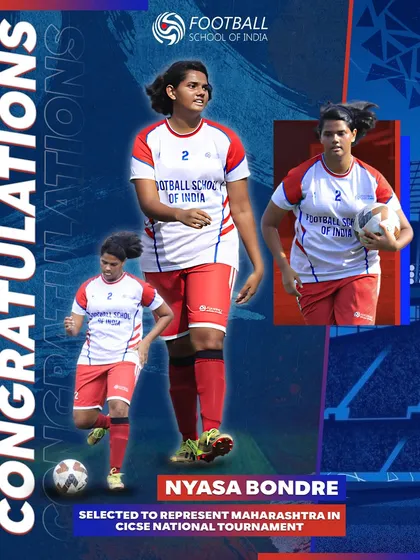 Congratulations to Nyasa Bondre for being selected to represent Maharashtra in the CISCE National Tournament.