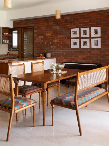 The Ramaniyam collection, a result of a deep collaboration with one of our earliest clients. This project includes a lounge sofa, tile-inlay center table, TV unit, dining set, and a statement console, all designed to reflect the client's cultural roots.