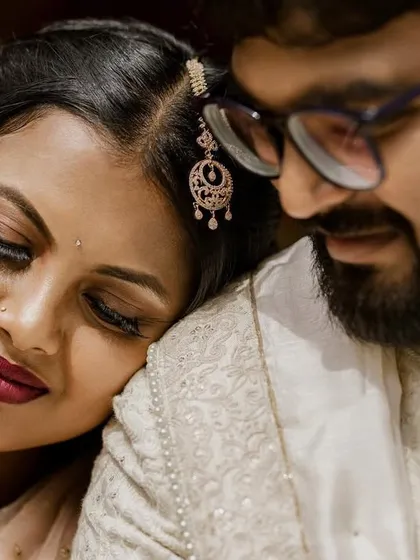 A quiet moment from my engagement shoot. This close-up shows the detail of the eye makeup and how it looks with eyes closed.