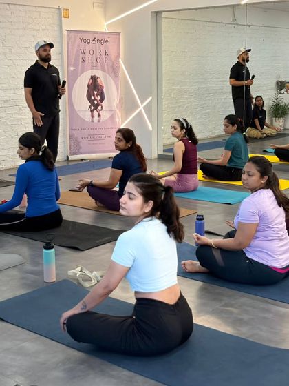 Guiding a large group during our Yoga Sangam event. My goal is to make yoga accessible and meaningful for everyone who walks through the door.