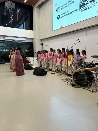Our student choir from the 'TSS on Wheels' program performs at our fundraiser. Their beautiful performance is a powerful testament to the impact of making music accessible.