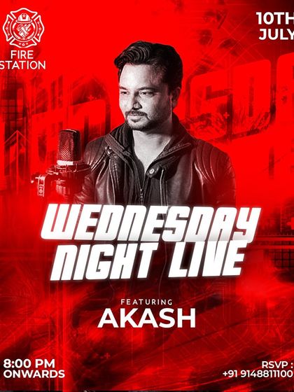 Join us for Wednesday Night Live Music featuring Akash. Get ready for an evening of soulful tunes.