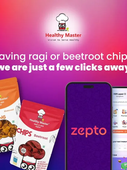 Craving our Ragi or Beetroot chips? We are just a few clicks and 10 minutes away, thanks to our partnership with Zepto for lightning fast delivery.