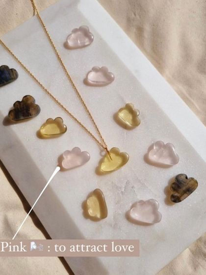 My candy cloud gemstones, with pink Rose Quartz to attract love.