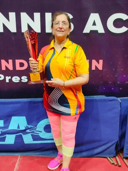 The result of dedication and hard work. We are incredibly proud to celebrate one of our senior players holding her well deserved trophy from the Haryana State Table Tennis Championship.