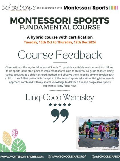 More positive feedback for our Montessori Sports course.