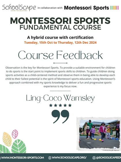 A testimonial praising the course's focus on observation as the key to implementing a child-centered sports education.
