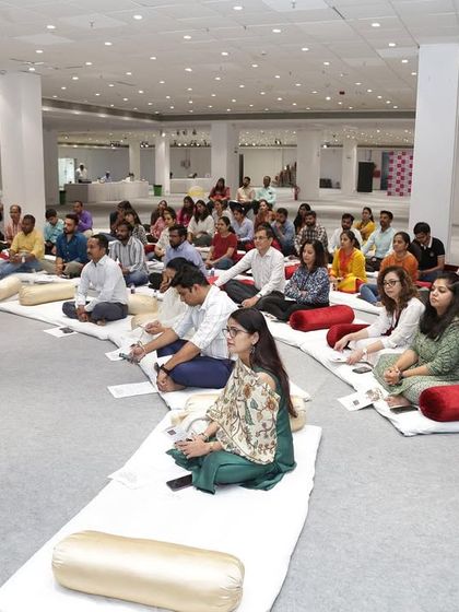 A wide shot of the workshop attendees seated and ready to learn. We can handle large groups, ensuring a quality experience for everyone involved.