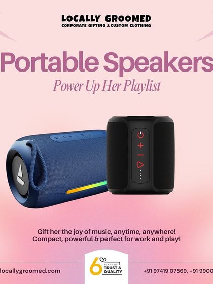 Gift the joy of music with portable speakers. These compact and powerful speakers are perfect for work or play and can be customized with your brand's logo.