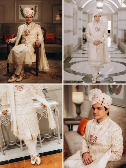 A series of portraits showcasing the groom's impeccable style. I capture a variety of shots to highlight the details of the wedding attire.