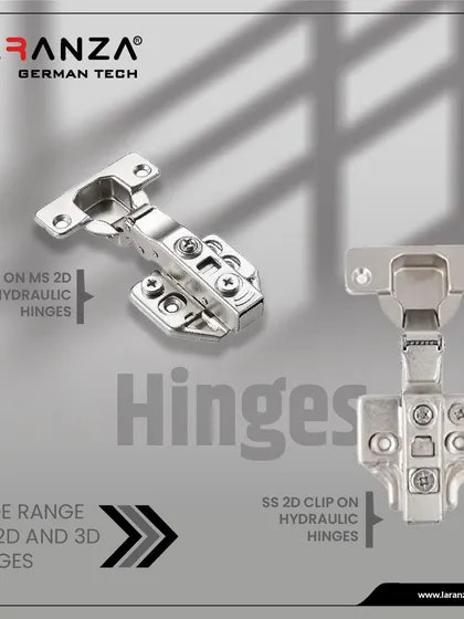 I offer a wide range of 2D and 3D hydraulic hinges, including slide-on and clip-on models, ensuring the best quality and performance for your kitchen.