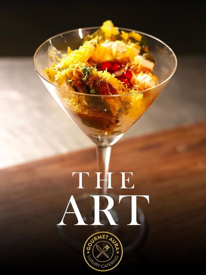 "The Art." A beautifully composed chaat in a martini glass, presented as a work of art. For us, cooking is an artistic expression.