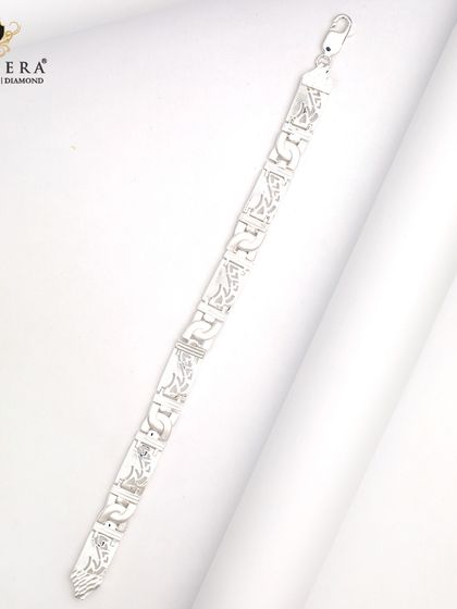 A duplicate of image 145, showing the stylish men's silver bracelet.