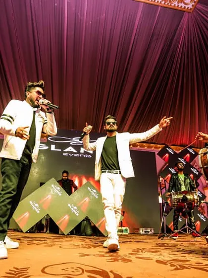 Here you can see our signature fusion in action. I’m on the decks, Ankyy is on vocals, and our dhol player is right there with us, creating that live musical jugalbandi that gets everyone involved.
