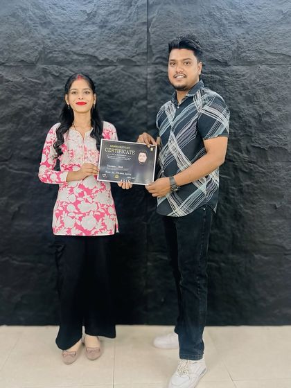 New batches are starting soon! Here's another student who has successfully completed her training and is now a certified hairstylist.