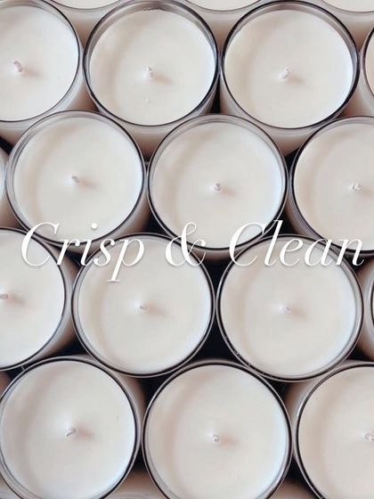 Crisp and clean. I can provide label-less soy scented candles for your business, so you have full control over the branding and packaging.