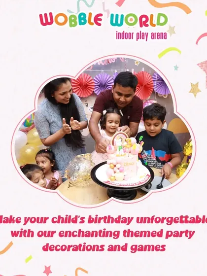 A unicorn-themed birthday party in full swing. The birthday girl and her family are all smiles as they get ready to cut the enchanting themed cake.