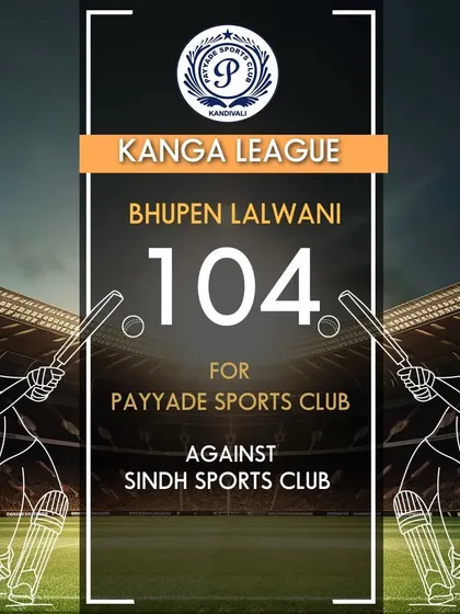 Another century for Bhupen Lalwani, who scored 104 runs for our club in a Kanga League fixture.