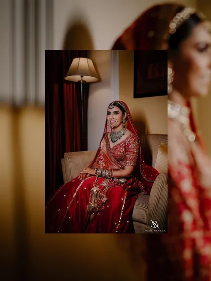 A beautiful bridal portrait with a creative foreground blur. This technique adds depth to the photo and creates a soft, dreamy look.