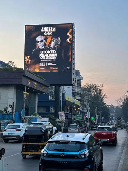 A photo of our GIGX 440Hz event billboard in Mumbai. Seeing our event advertised on this scale across the city is an amazing feeling.