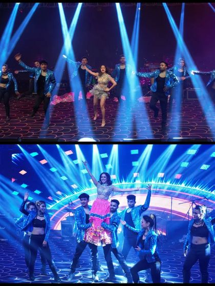 Capturing a dance performance by Nushrat Bharucha, highlighting the stunning blue stage lights. My drone can get closer to the action while still providing a wide, impressive view.