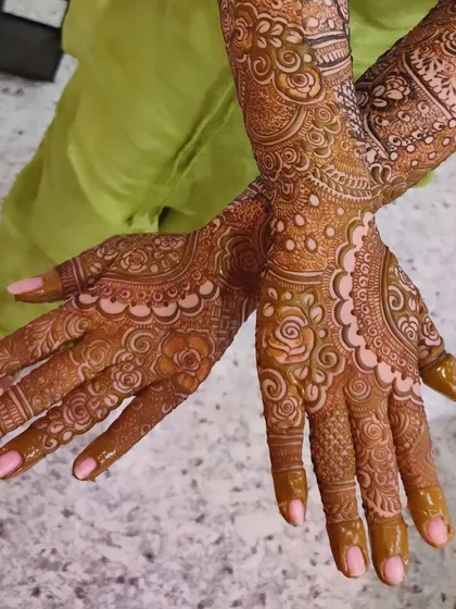 A collection of my bridal designs, each telling a unique story with intricate patterns and personal touches.