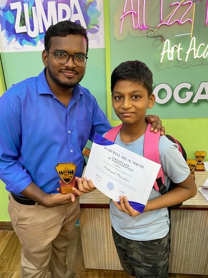Pradnesh Panskar proudly holds his award. Our tournaments are a great platform for students to showcase their skills.