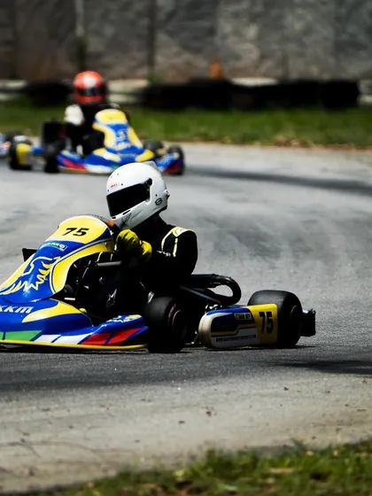 Our driver in the number 75 kart, navigating a turn during the RMC India Round 1.