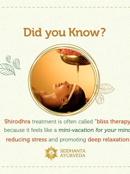Shirodhara is a profoundly calming therapy where a continuous stream of warm, medicated oil is poured over the forehead. It is highly effective for reducing stress, anxiety, and insomnia, often described as a 'bliss therapy' for the mind.
