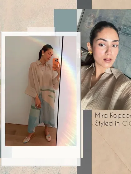 The lovely Mira Kapoor radiates effortless charm in this pastel-toned, colour-blocked tunic. It’s a perfect example of chic, understated style.