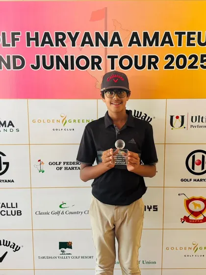 Rayirth Jain with his 1st place trophy from the Haryana Amateur & Junior Golf Tour.