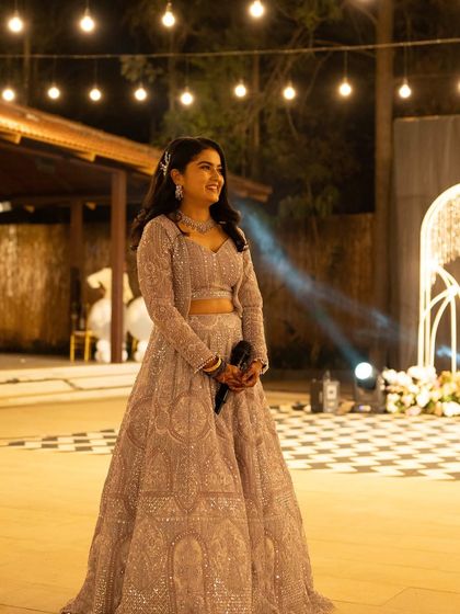 This bride is enjoying her Sangeet performance. Her makeup is set to be dance-proof and long-lasting, ensuring she looks perfect all night long.