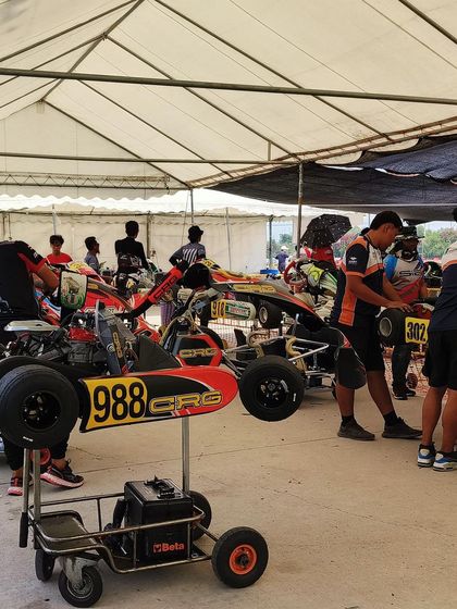 The pit area during the Rotax Max Asia Trophy in Thailand.