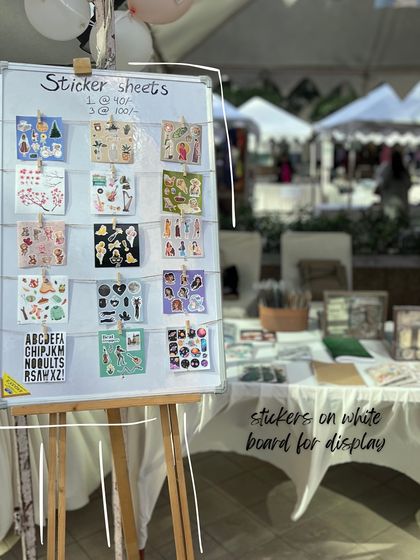 Setting up my pop-up store is always so much fun. I love creating little "korners" that make the space feel special, like the bookmark-making station and the sticker display.