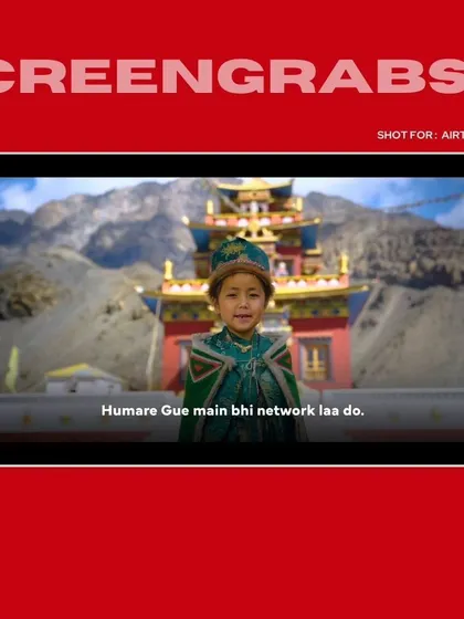 A young child from the village directly addresses the camera, a poignant moment from the Airtel "Connecting the Odds" series.
