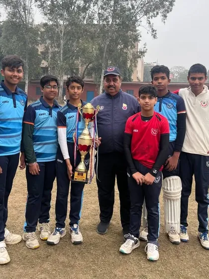 Our Under-14 team with their trophies after winning the Shivali Cricket National Tournament in Jaipur. We believe in fostering a winning mentality right from the junior level.