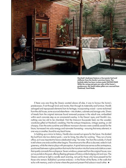The bedroom opens up to a view of the garden, a key principle in my design. I believe every room should have a green view, and this magazine feature showcases how we achieved that in this heritage home.