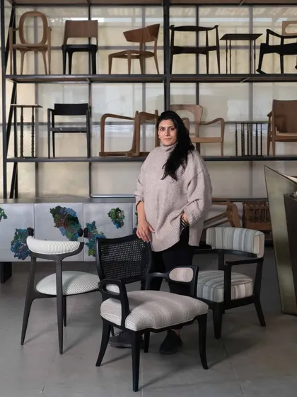 Our design process is deeply hands-on, born from a lifetime spent on workshop floors. Here, surrounded by chair prototypes from our Koko collection, I am in my element. This connection to craftsmanship allows us to ensure every piece is not just designed, but built with integrity and a deep understanding of material.