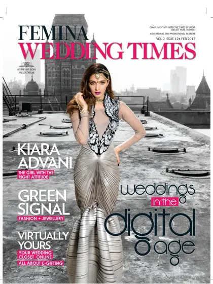 The glamorous Kiara Advani on the cover of Femina Wedding Times. This is a perfect example of a full-scale editorial production, combining high fashion, intricate styling, and a unique location to create a striking magazine cover.
